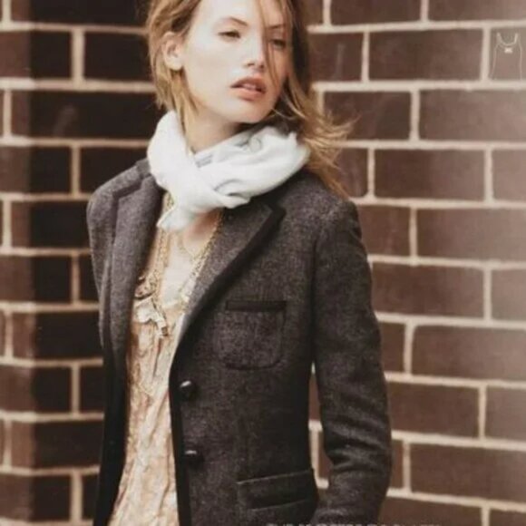 J. Crew Professor Blazer Women's Size 12 Grey Black Wool Jacket Schoolboy Preppy - Picture 1 of 14